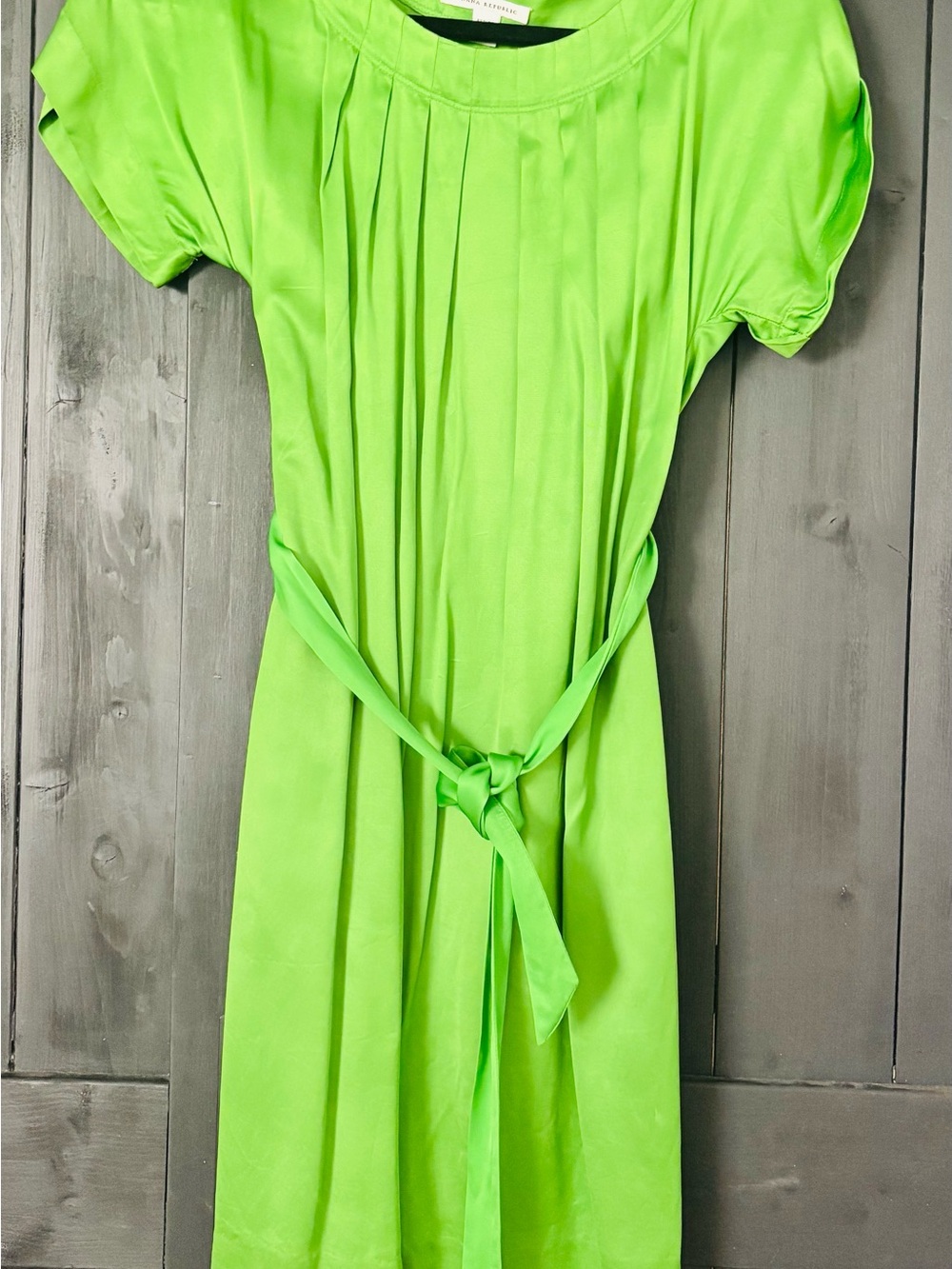 Banana Republic Lime Green Midi Dress with Waist Tie